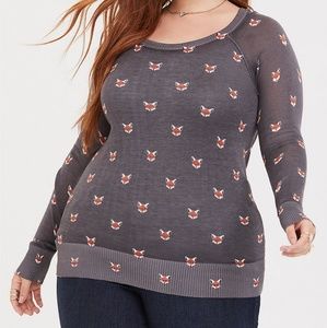 Torrid Grey Fox Crew Neck Pullover Sweater